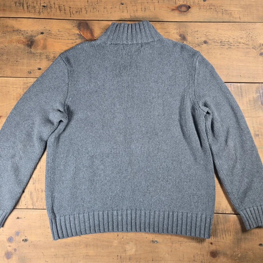 Polo Ralph Lauren Mens Gray 100% Cotton Shaker Rib Quarter Zip Sweater Large